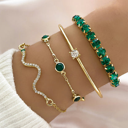 Women's Green Gem Bracelet Set